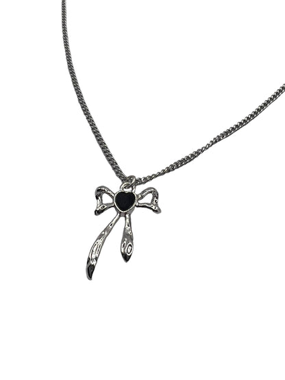 Bow heart charm necklace