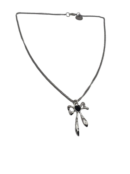 Bow heart charm necklace